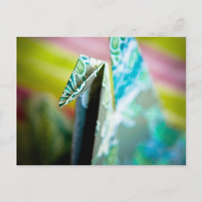 Origami-trana • vykort (Framsida)