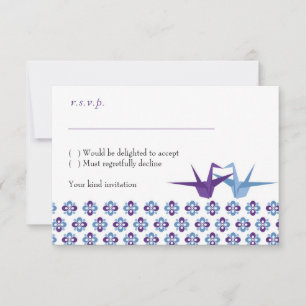 Origami Tranor (Lila Blå) RSVP-kort med kuvert OSA Kort
