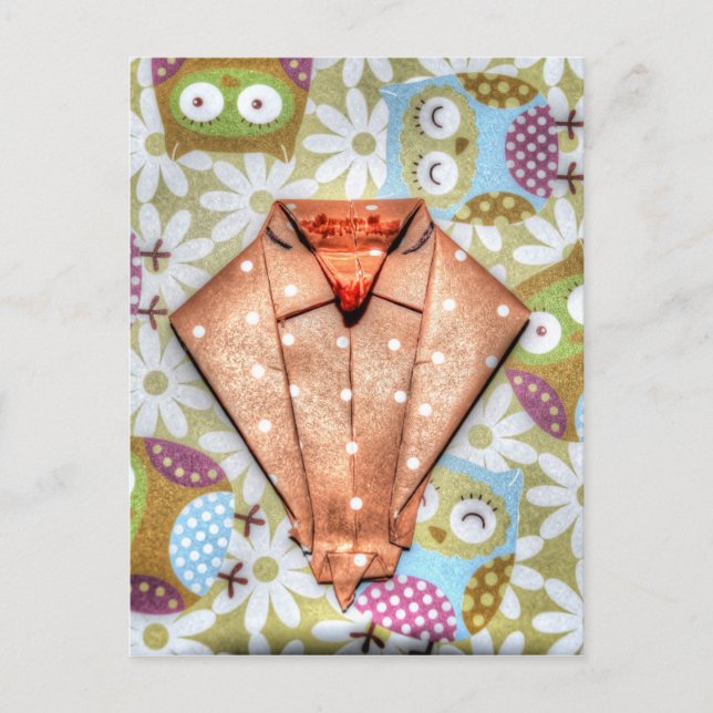 ORIGAMI UGGLA JAPANESE PAPPER ART VYKORT (Framsida)