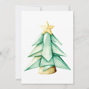 Origami Watercolor Julgran Julkort