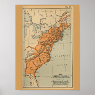 Original 13 American Colonies Karta Poster