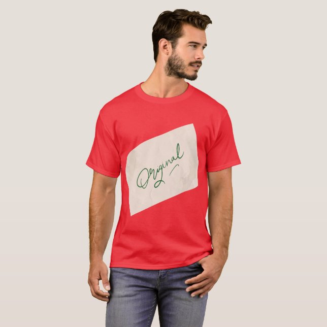 Original 1 Herr Röda Basic T-shirt (Hel framsida)
