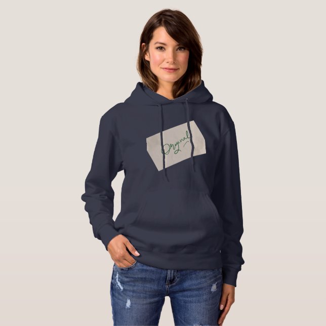 Original 1 Navyblå Dambomullströja med Hood  T Shirt (Hel framsida)