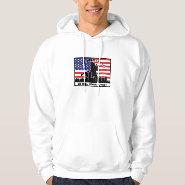 Original 9/11 brandmandesign tröja med luva (Framsida)