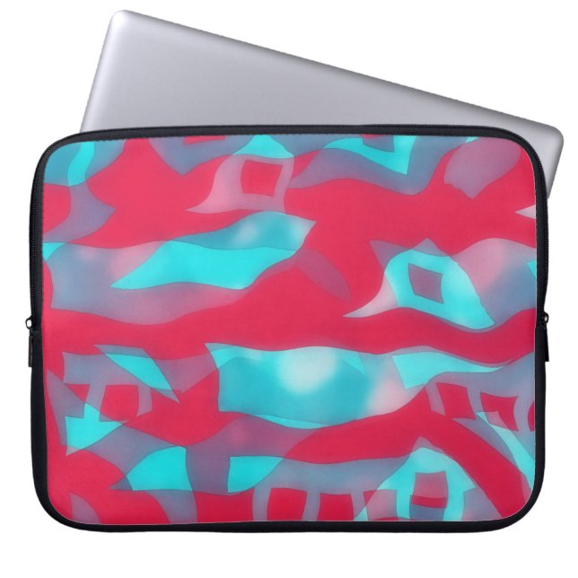 Original Abstract Art Aqua and Pink Laptop Sleeve (Framsidan)