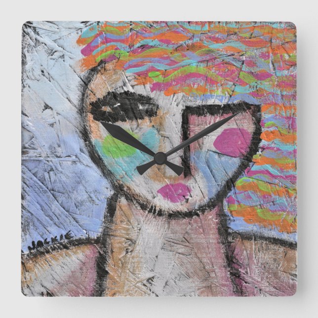 Original Abstract Art Large Clock Fyrkantig Klocka (Framsida)