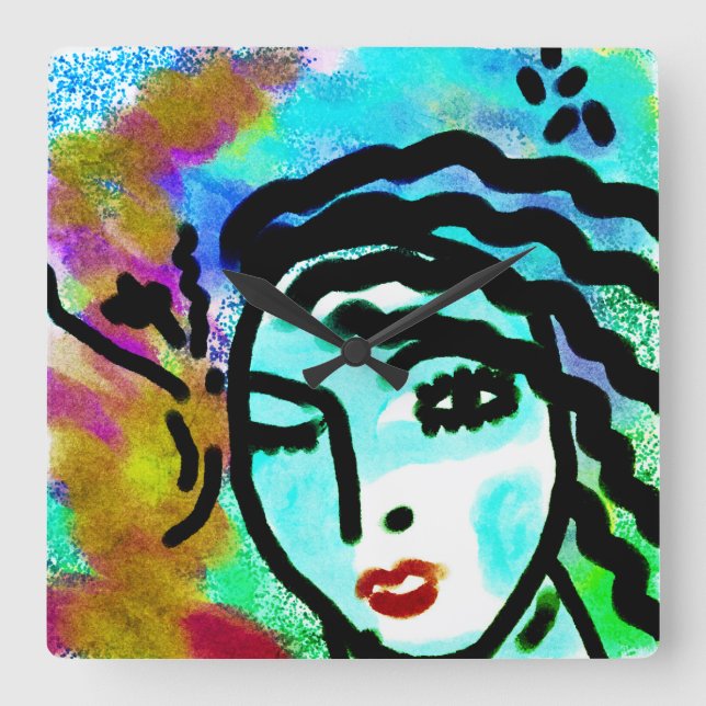 Original Abstrakt Art Fyrkantig Klocka (Framsida)