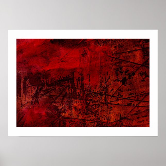 Original Abstrakt Canvastryck - Röd Abstrakt Konst Poster (Framsidan)