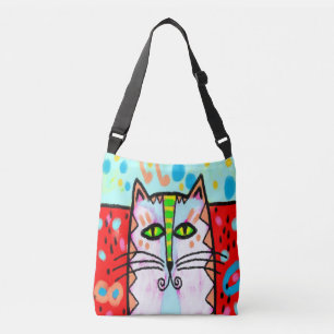Original Abstrakt Digital Cat Art Tote Bag Axelväska