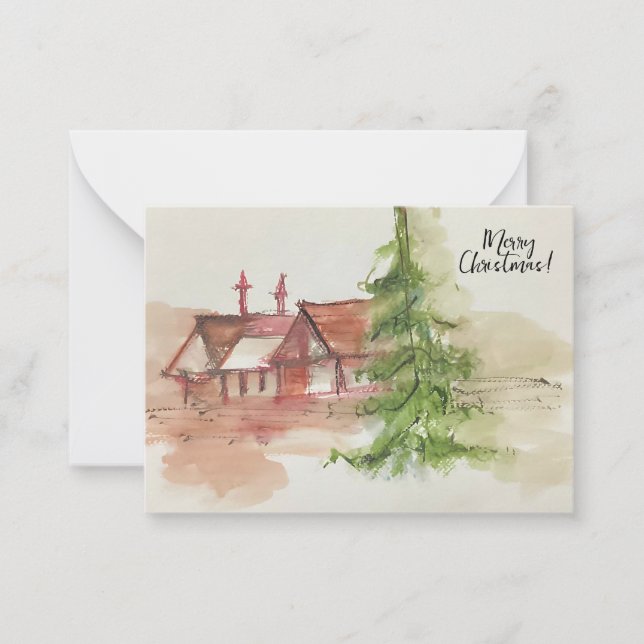 Original akvarellskiss  anteckningskort (Framsida)