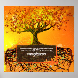 Original Art-Disted Grunged Roots Träd Poster