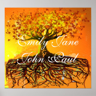 Original Art-Disted Grunged Roots Träd Poster