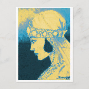 Original Art-vykort - 1920:s Bride/Blue & Gult Vykort