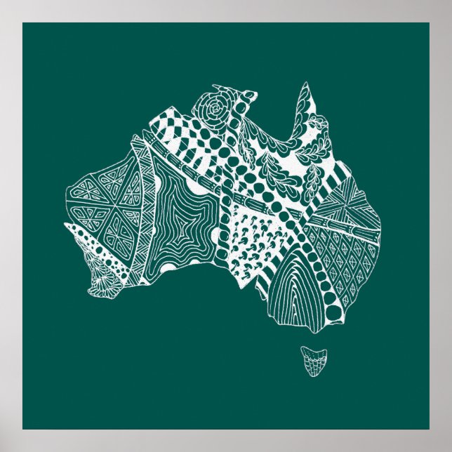 Original Australia Karta Art - Välj Färg Poster (Framsidan)