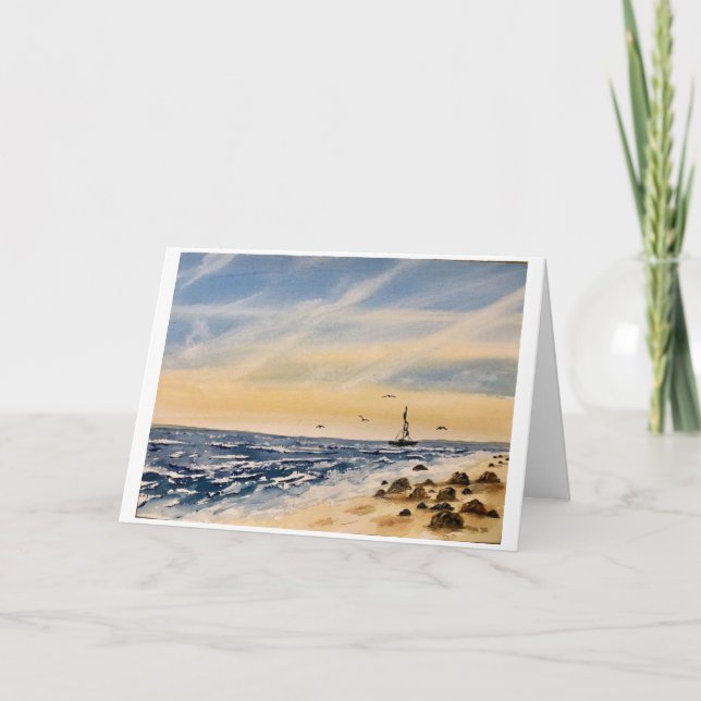 Original Beach and Sten Art on Blank Card Kort (Framsida)