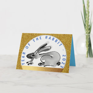 Original Bläck-målning med AD Rabbit Year 2023 GC Helgkort
