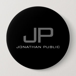 Original Brev Monogram Namn Black Template Huge Knapp