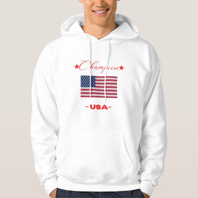 Original Champion USA flagga Classic Klubb Collect Hoodie (Framsida)