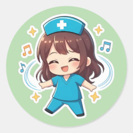 Original Chibi Nurse 2.0 - Glädjepuls Runt Klistermärke