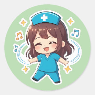 Original Chibi Nurse 2.0 - Glädjepuls Runt Klistermärke