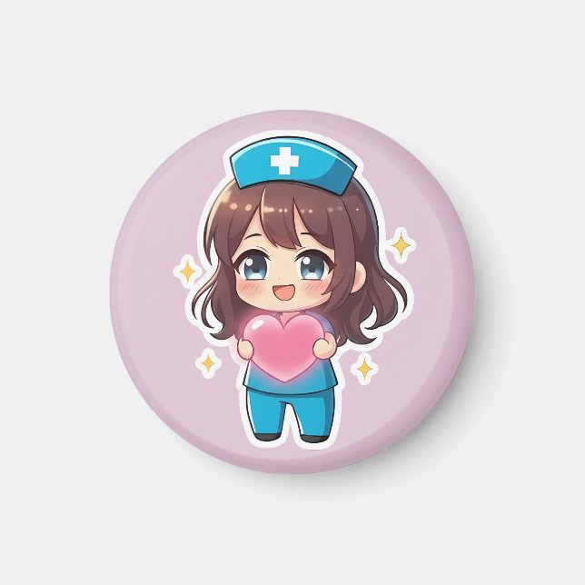 Original Chibi Nurse 2.0 - Vård med hjärtat Magnet (Framsidan)