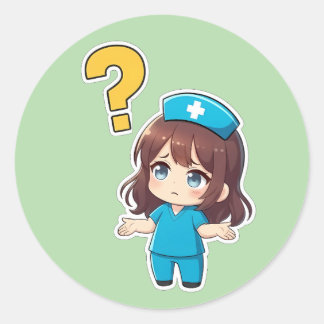 Original Chibi Nurse 3.0 - Något är fel Runt Klistermärke