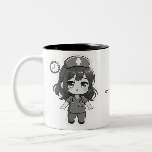 Original Chibi Nurse - Racing Against Time Två-Tonad Mugg (Vänster)