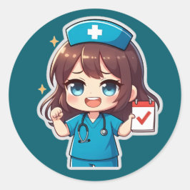 Original Chibi Nurse - Sjuksköterskeliv Runt Klistermärke