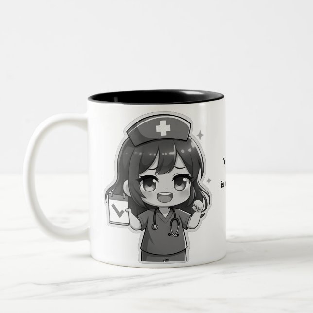 Original Chibi Nurse - Sjuksköterskeliv Två-Tonad Mugg (Vänster)