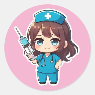 Original Chibi Sjuksköterska 2.0 - Precisionsvård Runt Klistermärke