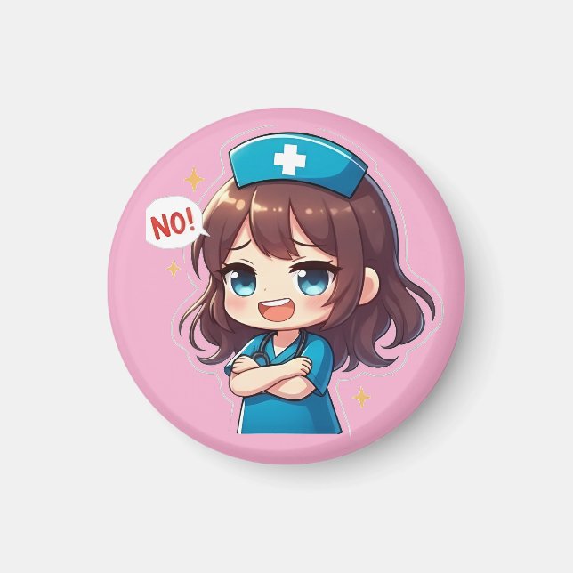 Original Chibi Sjuksköterska - Fräckt Sjukskötersk Magnet (Framsidan)