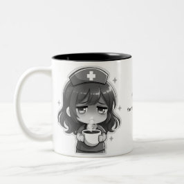 Original Chibi Sjuksköterska - Kaffe med Trötthet Två-Tonad Mugg