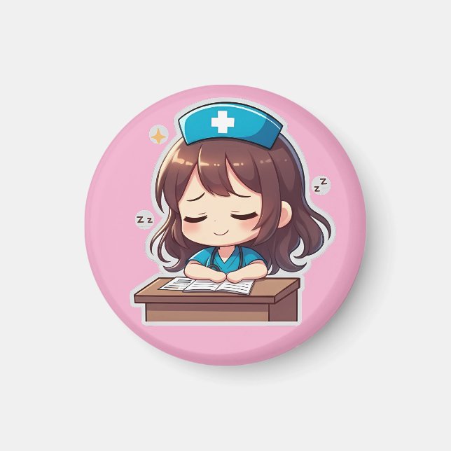 Original Chibi Sjuksköterska - Lite utmattning Magnet (Framsidan)