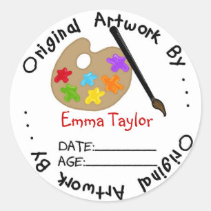 Original Childrens Artwork Stickers Paint Runt Klistermärke