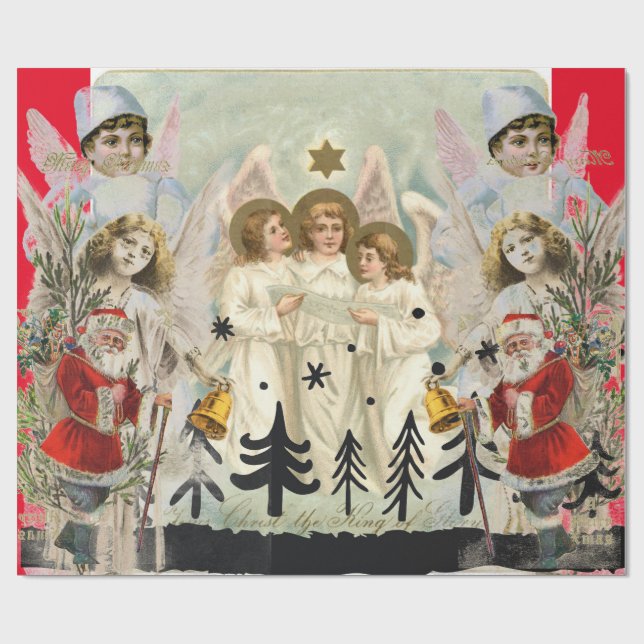 Original Collage jul Angel Wrapping Papprare Presentpapper (Platt)