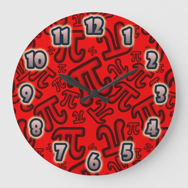 ORIGINAL Crazy Pi-nummer - Red CLOCK Stor Klocka (Framsida)