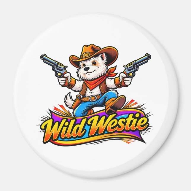 Original Design Westie Hund Cowboy Magnet (Framsidan)