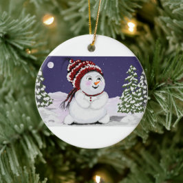 Original Digital Snögubbe Design för julprydnad Julgransprydnad Keramik