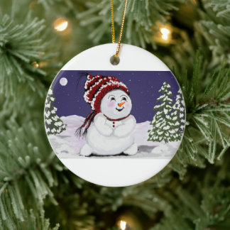 Original Digital Snögubbe Design för julprydnad Julgransprydnad Keramik