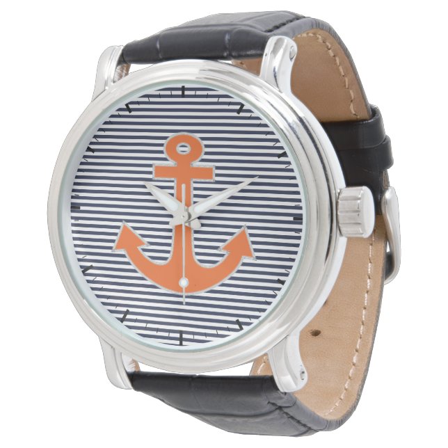 Original Embroidery Anchor kapten Nautical Armbandsur (Vinklad)
