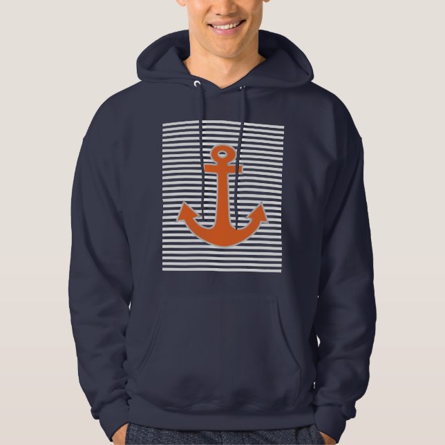 Original Embroidery Anchor kapten Nautical Hoodie (Framsida)