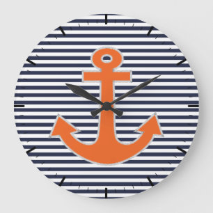 Original Embroidery Anchor kapten Nautical Stor Klocka
