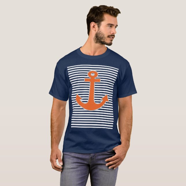 Original Embroidery Anchor kapten Nautical Tee (Hel framsida)