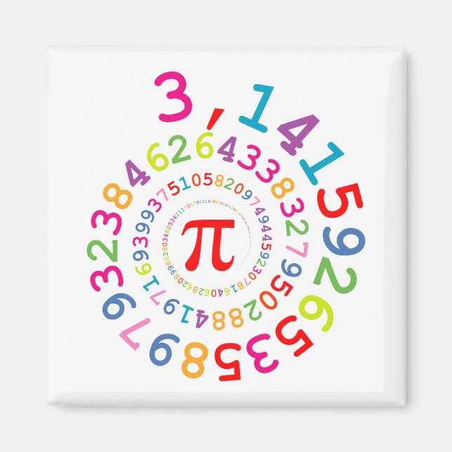 Original färg spiral av siffrorna Pi nummer 3,14.. Magnet (Framsidan)