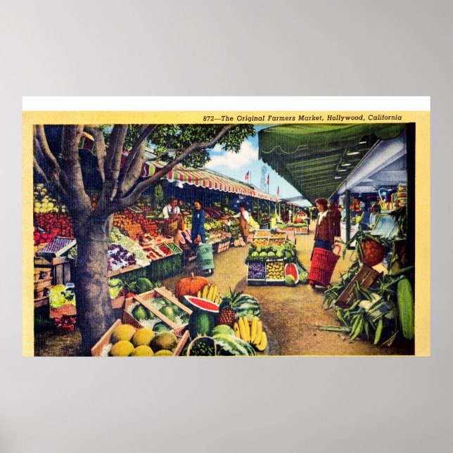 Original Farmer's Market, Hollywood, Kalifornien Poster (Framsidan)
