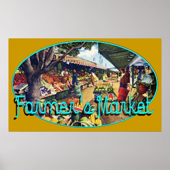 Original Farmer's Market, Hollywood, Kalifornien Poster (Framsidan)