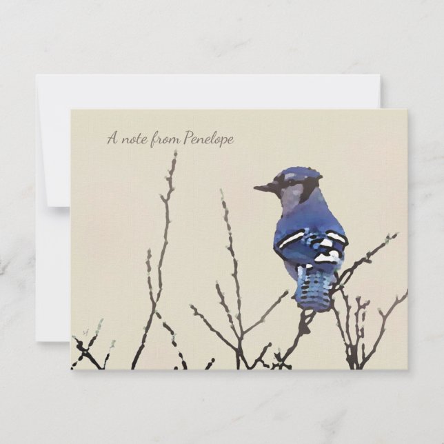 Original Fine Art Blue Jay för Bird Älskare Anteckningskort (Framsida)
