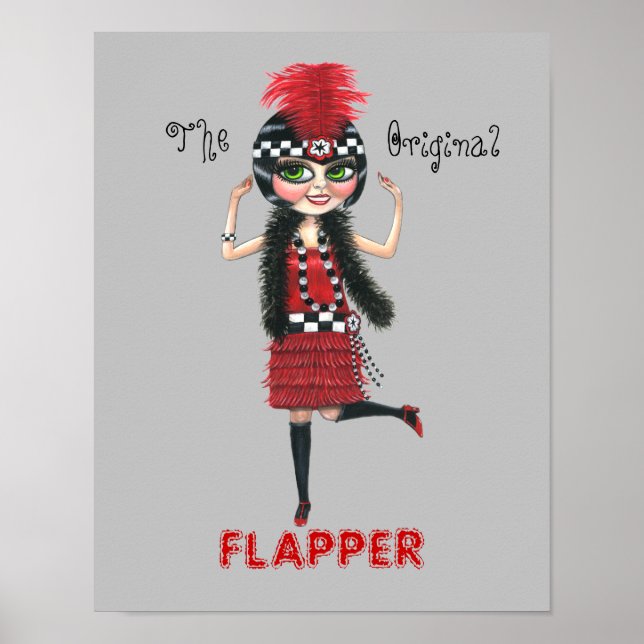 Original Flapper Girl Roaring 1920-talets cute Dol Poster (Framsidan)