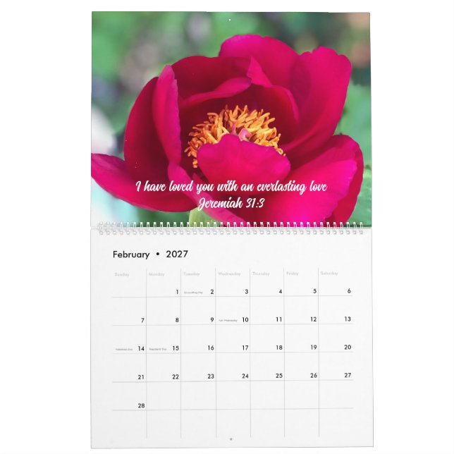 Original fotografering av blommor & bibelvers anpa kalender (Feb 2027)