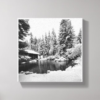 Original fototryck av snöig scen på canvas
